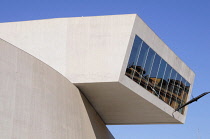 Italy, Lazio, Rome, MAXXI, overhang gallery & exterior view.