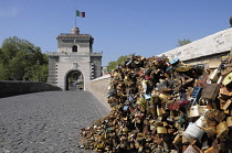 Italy, Lazio, Rome, Ponte Milvio with locks.