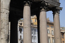 Italy, Lazio, Rome, Centro Storico, Pantheon, portico with buildings on Piazza della Rotonda behind.