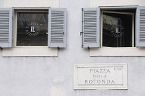 Italy, Lazio, Rome, Centro Storico, Pantheon, Piazza della Rotonda street sign.