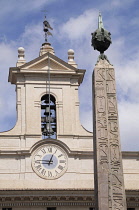 Italy, Lazio, Rome, Centro Storico, Obelisk detail with Palazzo Montecritorio behind.