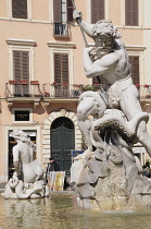 Italy, Lazio, Rome, Centro Storico, Piazza Navona, Fontana del Nettuno.