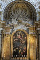 Italy, Lazio, Rome, Centro Storico, church of San Luigi dei Francesi, interior & altar.