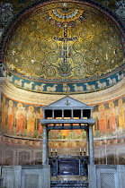 Italy, Lazio, Rome, Basilica of San Clemente, apse with the tree of Life mosaic.