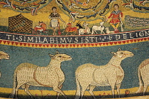 Italy, Lazio, Rome, Basilica of San Clemente, sheep detail, Tree of Life Mosaic.