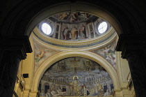 Italy, Lazio, Rome, Esquiline Hill, church of Santa Prudenziana, interior mosaic & altar.