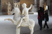 Italy, Lazio, Rome, Esquiline Hill, Terme di Diocleziano, Boy on a Horse statue, Aula Decima.