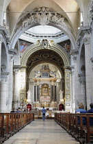 Italy, Lazio, Rome, Northern Rome, Piazza del Popolo, church of Santa Maria del Popolo interior.