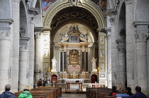 Italy, Lazio, Rome, Northern Rome, Piazza del Popolo, church of Santa Maria del Popolo interior.