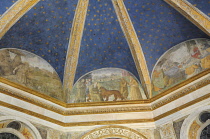 Italy, Lazio, Rome, Northern Rome, Piazza del Popolo, church of Santa Maria del Popolo, Pinturicchio frescoes of St Jerome, Della Rovere Chapel.