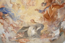Italy, Lazio, Rome, Northern Rome, Piazza del Popolo, church of Santa Maria del Popolo, ceiling fresco.