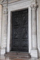 Italy, Lazio, Rome, Vatican City, St Peter's Square, St Peter's Basilica, bronze doors.