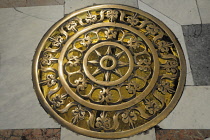Italy, Lazio, Rome, Vatican City, St Peter's Square, St Peter's Basilica, brass marker in the nave.