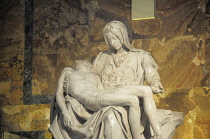 Italy, Lazio, Rome, Vatican City, St Peter's Square, St Peter's Basilica, Michelangelo's Pieta.