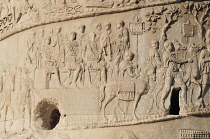 Italy, Lazio, Rome, Fori Imperiali, Trajan's Column detail of bas relief.