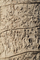 Italy, Lazio, Rome, Fori Imperiali, Trajan's Column detail of bas relief.