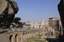 Italy, Lazio, Rome, Fori Imperiale, Trajan's Forum, view across the ruins of the forum.