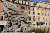 Italy, Lazio, Rome, Trastevere, Piazza di Santa Maria de Trastevere, fountain detail.