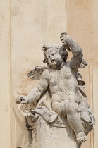 Italy, Lazio, Rome, Trastevere, church of Santa Cecilia, stone cherub detail.