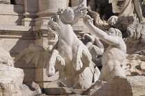 Italy, Lazio, Rome, Centro Storico, Trevi Fountain, statue & fountain detail.