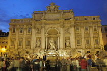 Italy, Lazio, Rome, Centro Storico, Trevi Fountain at night.