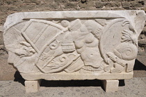 Italy, Lazio, Rome, Via Appia Antica, Tomb of Cecilia Metella, sarcophagus detail.