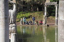 Italy, Lazio, Rome, Tivoli, Villa Adriano, the Canopus & group at waters edge.