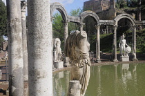 Italy, Lazio, Rome, Tivoli, Villa Adriano, the Canopus and statues.