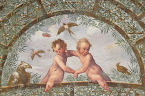 Italy, Lazio, Rome, Villa Borghese, Villa Giulia, painted detail in loggia.
