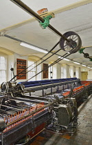 Scotland, Clyde Valley, New Lanark Visitor Centre, The Spinning Mule in operation.
