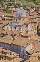 Italy, Tuscany, Siena, Chiesa di Santa Maria in Provenzano from the top of the Torre del Mangia in Piazza del Campo.