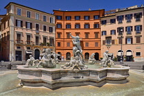 Italy, Rome, Piazza Navona, Fontana del Nettuno or Fountain of Neptune.