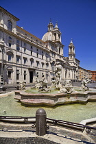 Italy, Rome, Piazza Navona, Fontana del Moro or The Moor Fountain.