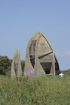 England, Kent, Denge, 20ft and 30ft Experimental Sound Mirrors built in 1928 and 1930, precursor to RADAR, at Greatstone.