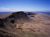 Wales, Black Mountains, Fan Foel, Bannausir Gaer 749m, Waun le Frith 677m, Lynn Fan Fach lake at foot.