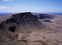 Wales, Black Mountains, Fan Foel, Bannausir Gaer 749m, Waun le Frith 677m, Lynn Fan Fach lake at foot.