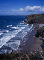 Wales, Pembrokeshire, St Brides Bay, View toward Rickets Head near Nolton Haven.