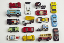 Studio shot of childrens die cast metal toy cars.