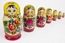 Studio shot of Russian Matryoshka dolls.
