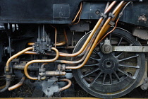 Transport, Railway, Steam, Detail showing pipework and wheels.