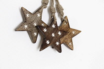 Festivals, Christmas, Cut out wooden star decorations.