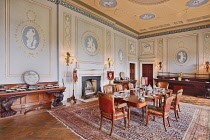 Ireland, County Mayo, Westport House, 17th century former ancestral home of the Browne family, The Dining Room with its ornate Wedgewood walls and ceiling..