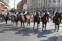 England, London, Mounted Police at anti Trump demostration.