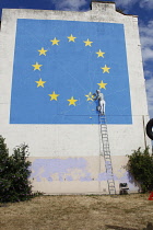 England, Kent, Dover, Banksy Brexit mural.