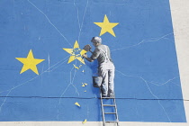 England, Kent, Dover, Banksy Brexit mural.
