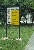 Communications, Signs, Prohibitions in the Park notice Singapore.