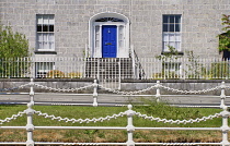 Ireland, County Offaly, Birr which is a town renowned for its Georgian architecture, John's Mall, elegant blue Georgian doorway with steps leading up to it and and the area known as The Chain in the f...