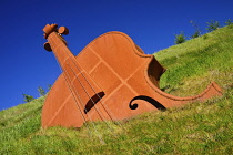 Ireland, County Longford, Longford town by pass, sculpture known as The Violin.