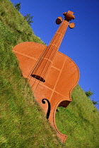 Ireland, County Longford, Longford town by pass, sculpture known as The Violin.
