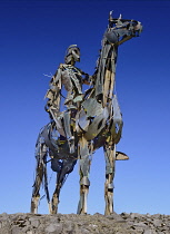 Ireland, County Roscommon, The Gaelic Chieftain sculpture. by Maurice Harron located on a hillside at the site of the 16th century Battle of the Curlews.